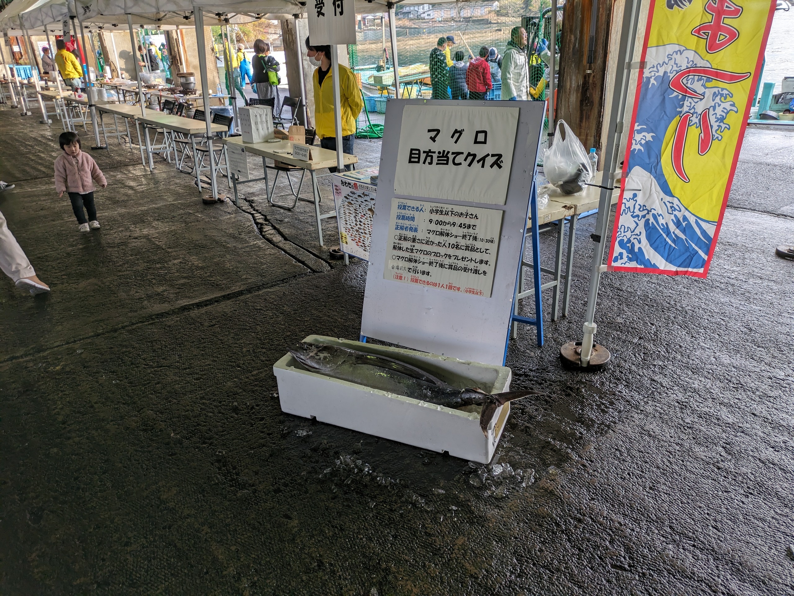 マグロ目方当てクイズの様子