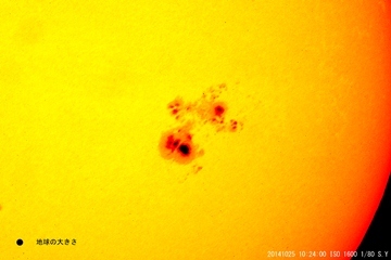 １０月２５日の黒点の様子をさらに拡大